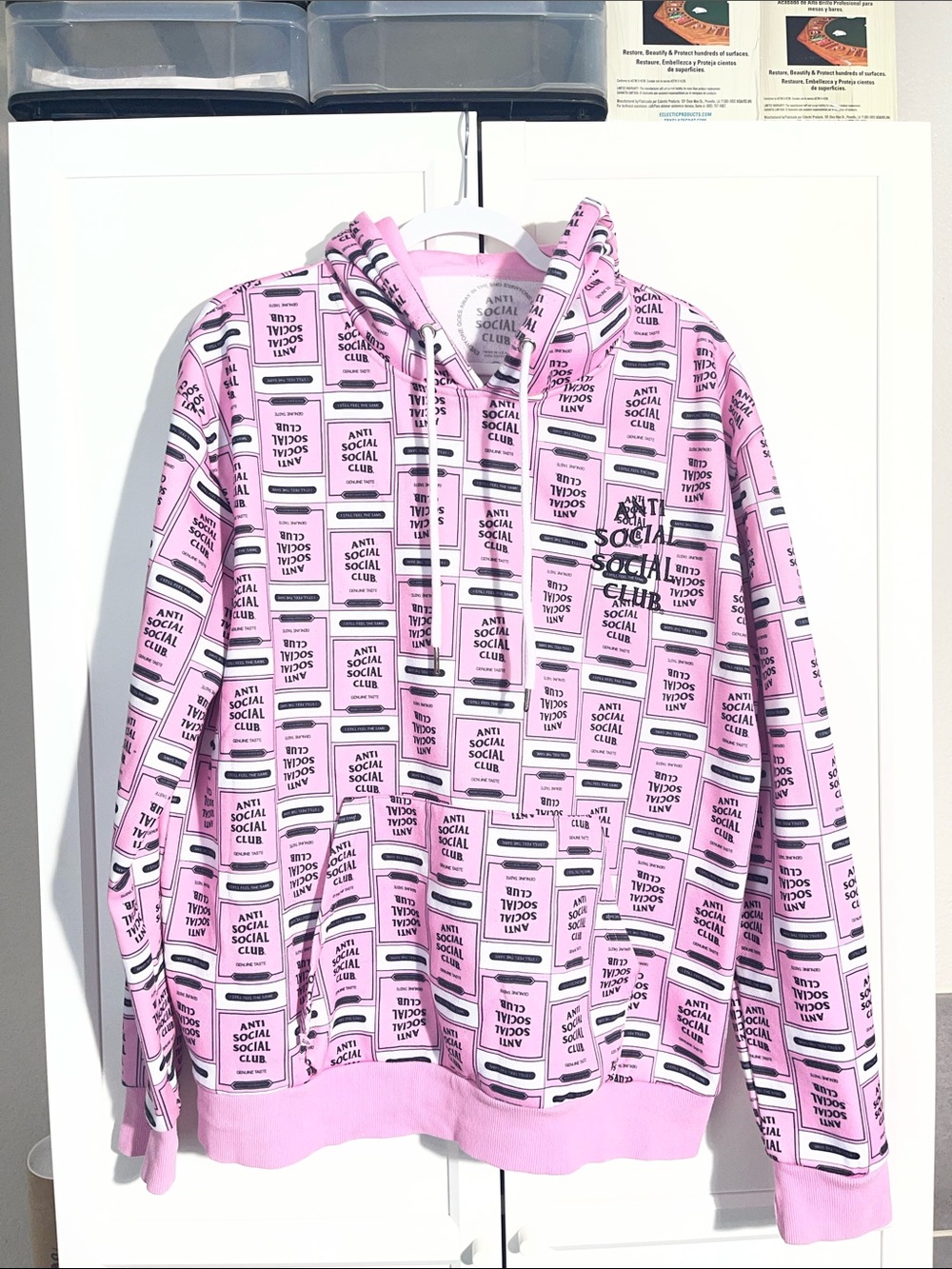Anti Social Social Club Kids Pink All-Over Logo Hoodie